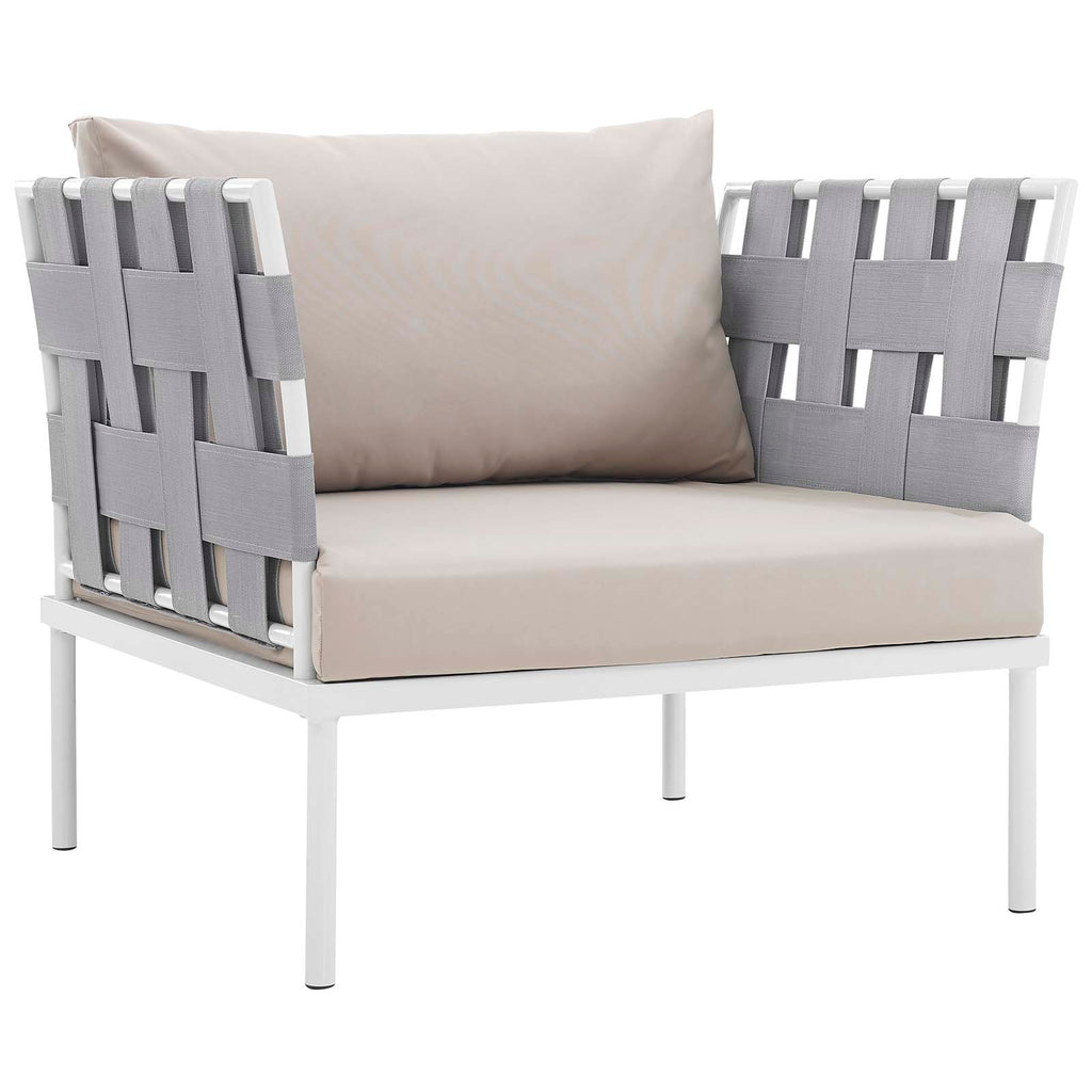 Harmony 3 Piece Outdoor Patio Aluminum Sectional Sofa Set in White Beige