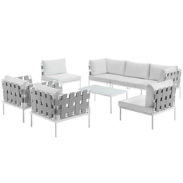 Harmony 8 Piece Outdoor Patio Aluminum Sectional Sofa Set in White White-3