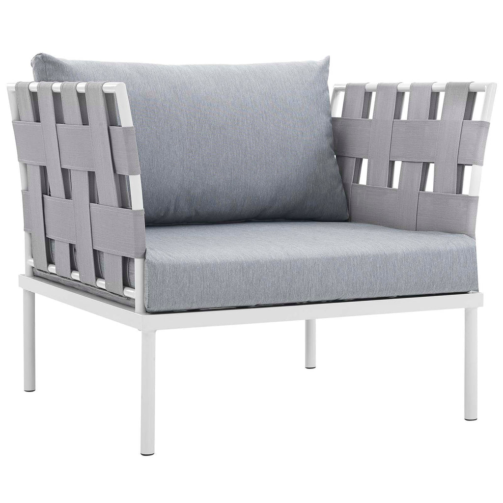 Harmony 5 Piece Outdoor Patio Aluminum Sectional Sofa Set in White Gray-2