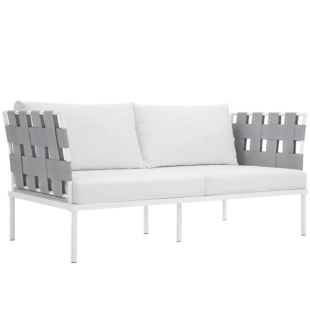 Harmony 5 Piece Outdoor Patio Aluminum Sectional Sofa Set in White White-2