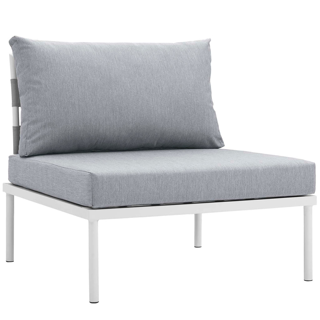 Harmony 8 Piece Outdoor Patio Aluminum Sectional Sofa Set in White Gray-2