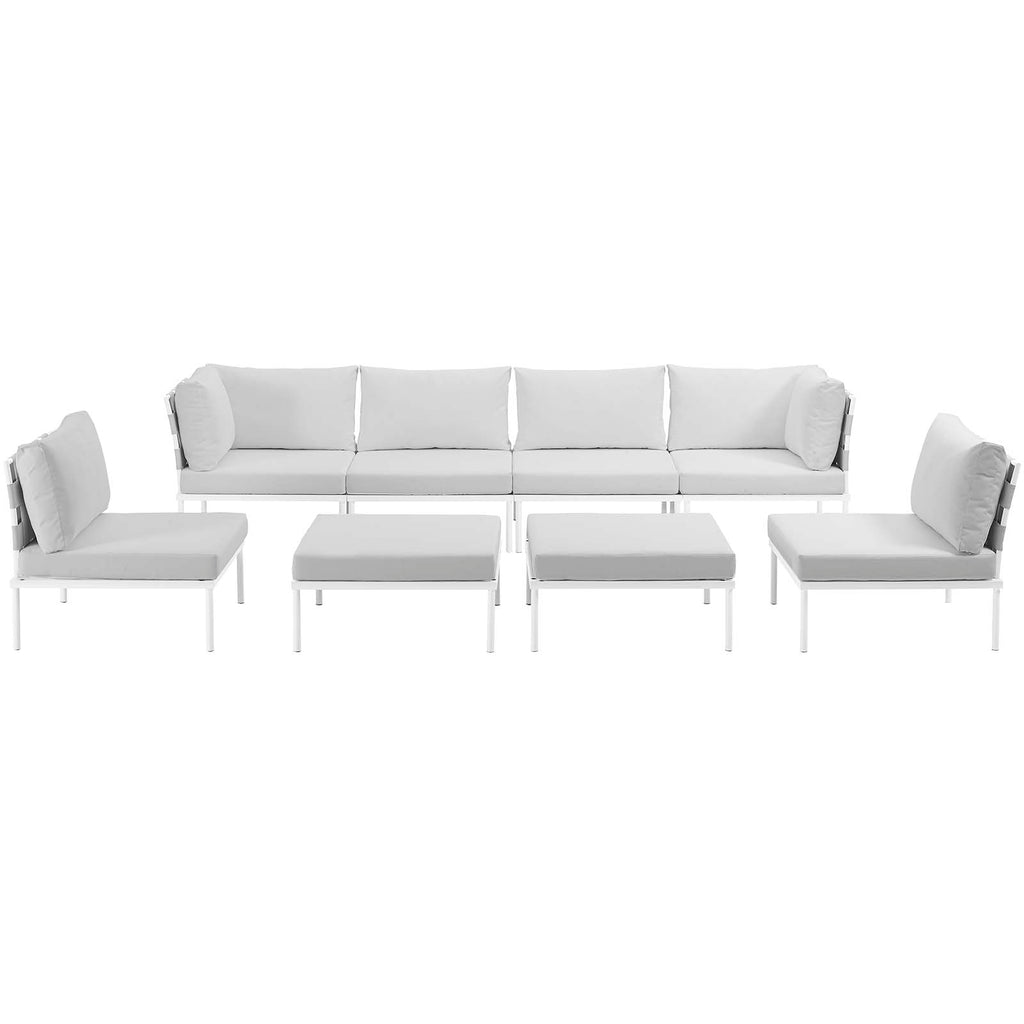 Harmony 8 Piece Outdoor Patio Aluminum Sectional Sofa Set in White White-2