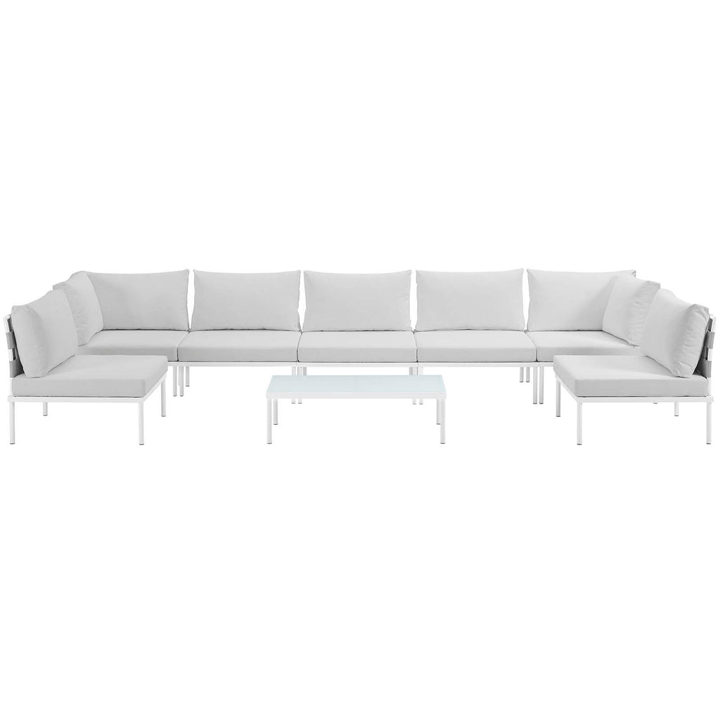 Harmony 8 Piece Outdoor Patio Aluminum Sectional Sofa Set in White White-1