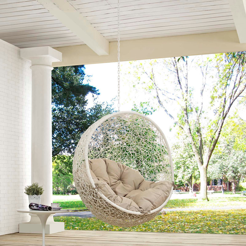 Hide Outdoor Patio Swing Chair Without Stand in White Beige