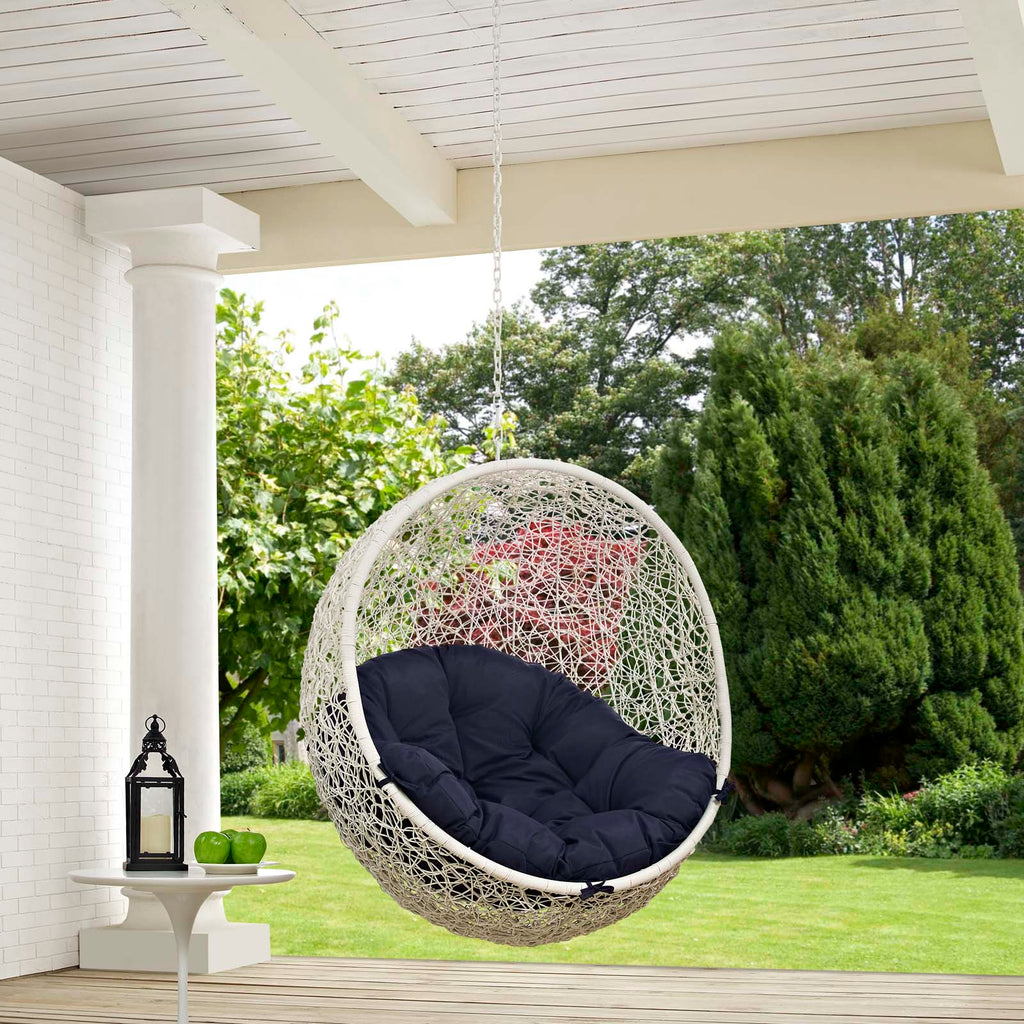 Hide Outdoor Patio Swing Chair Without Stand in White Navy