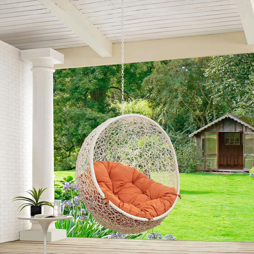 Hide Outdoor Patio Swing Chair Without Stand in White Orange