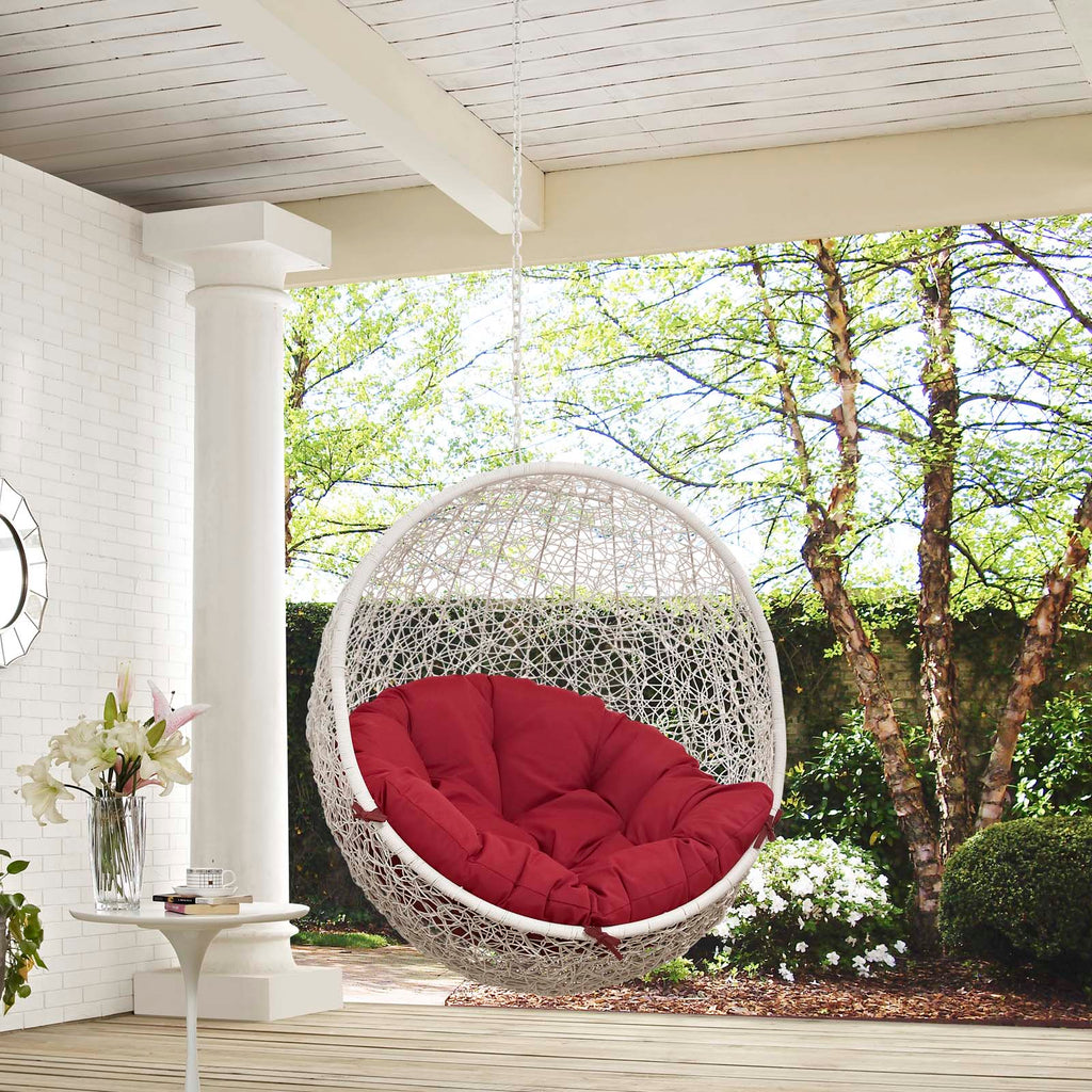 Hide Outdoor Patio Swing Chair Without Stand in White Red