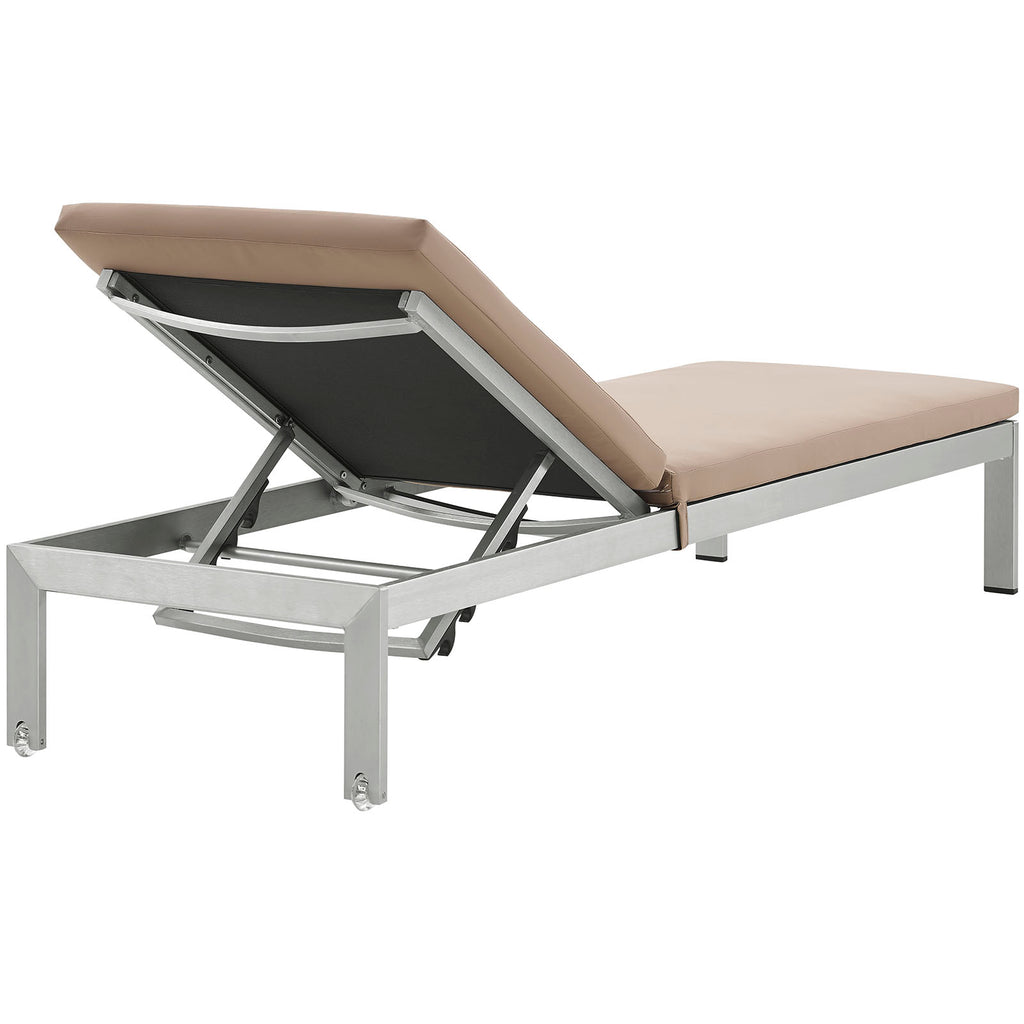 Shore Outdoor Patio Aluminum Chaise with Cushions in Silver Mocha-3