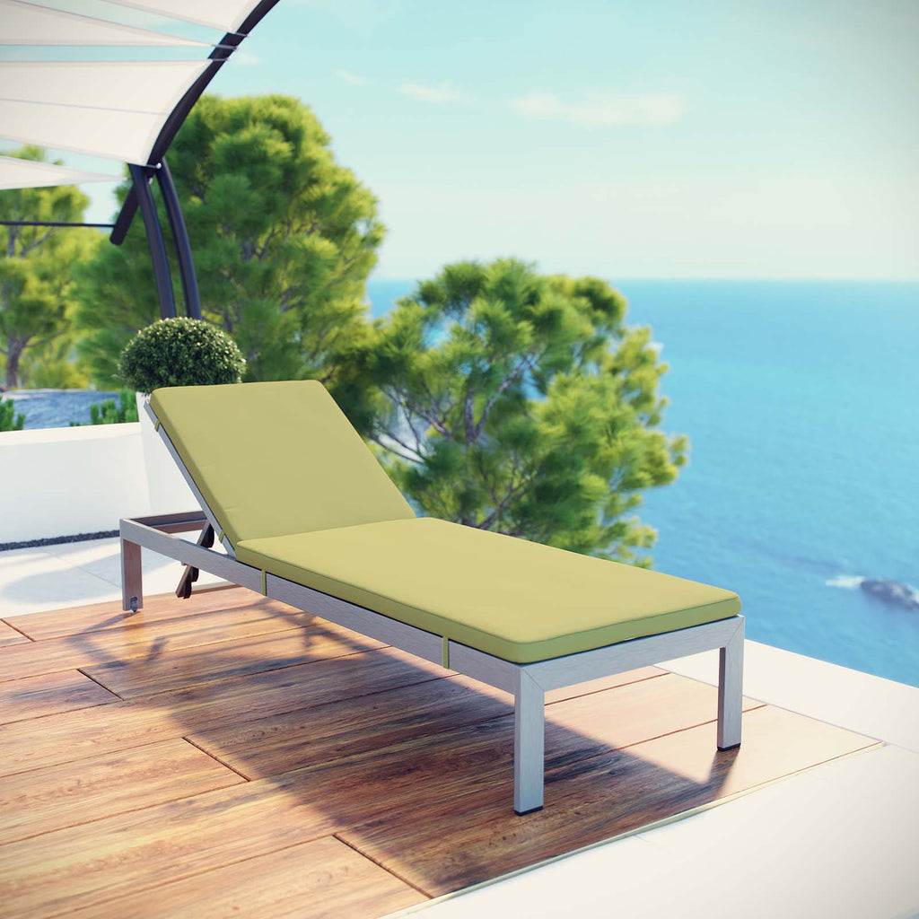 Shore Outdoor Patio Aluminum Chaise with Cushions in Silver Peridot-3