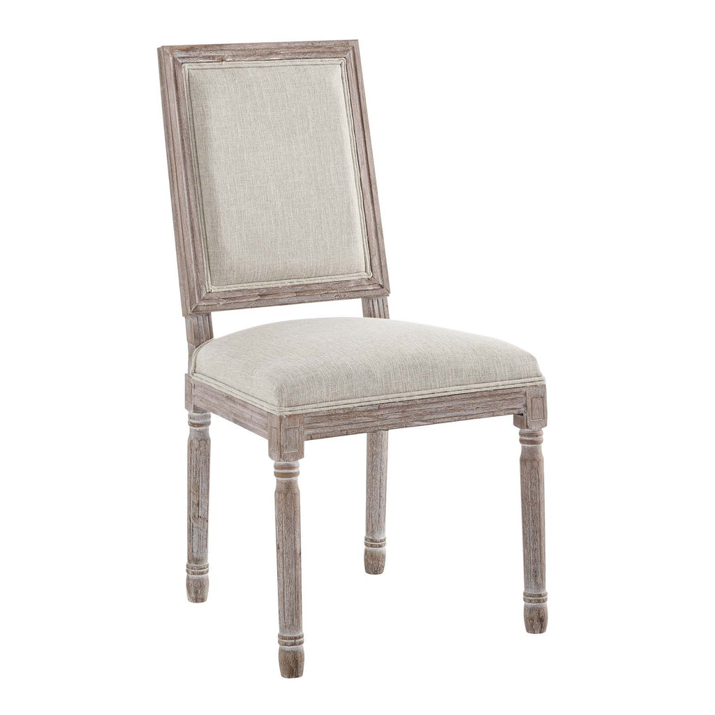 Court Vintage French Upholstered Fabric Dining Side Chair in Beige