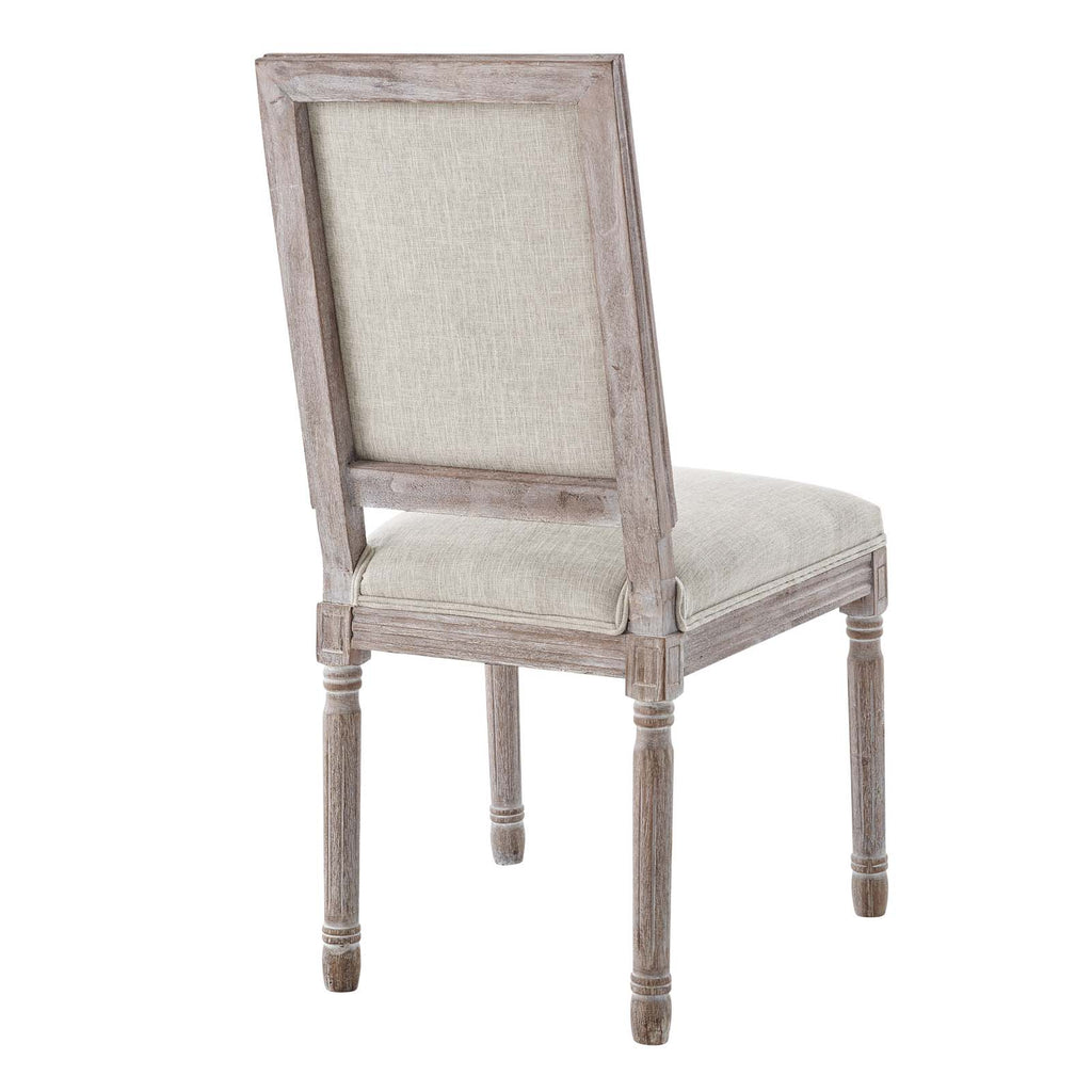 Court Vintage French Upholstered Fabric Dining Side Chair in Beige