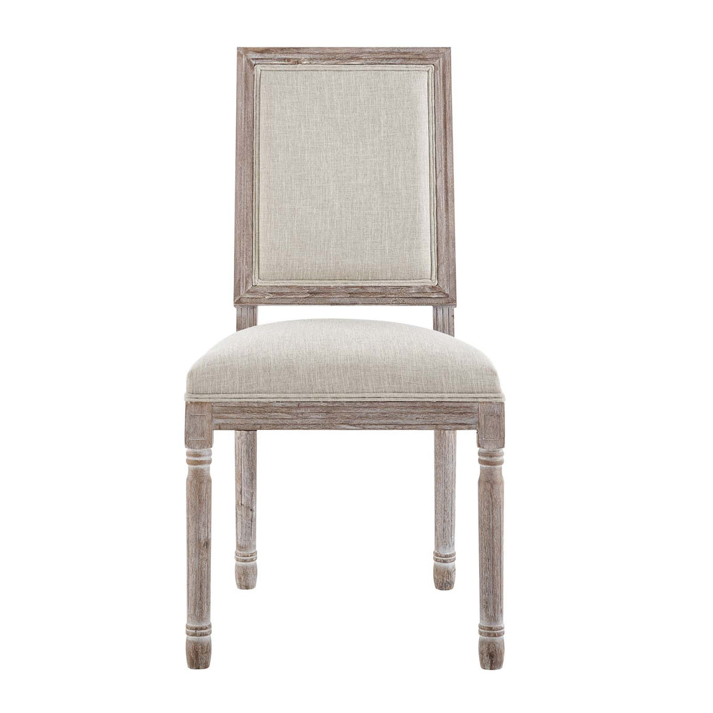 Court Vintage French Upholstered Fabric Dining Side Chair in Beige