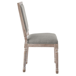 Court Vintage French Upholstered Fabric Dining Side Chair in Light Gray