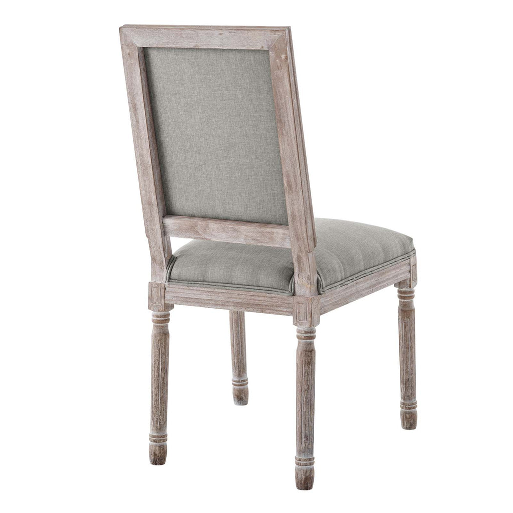 Court Vintage French Upholstered Fabric Dining Side Chair in Light Gray