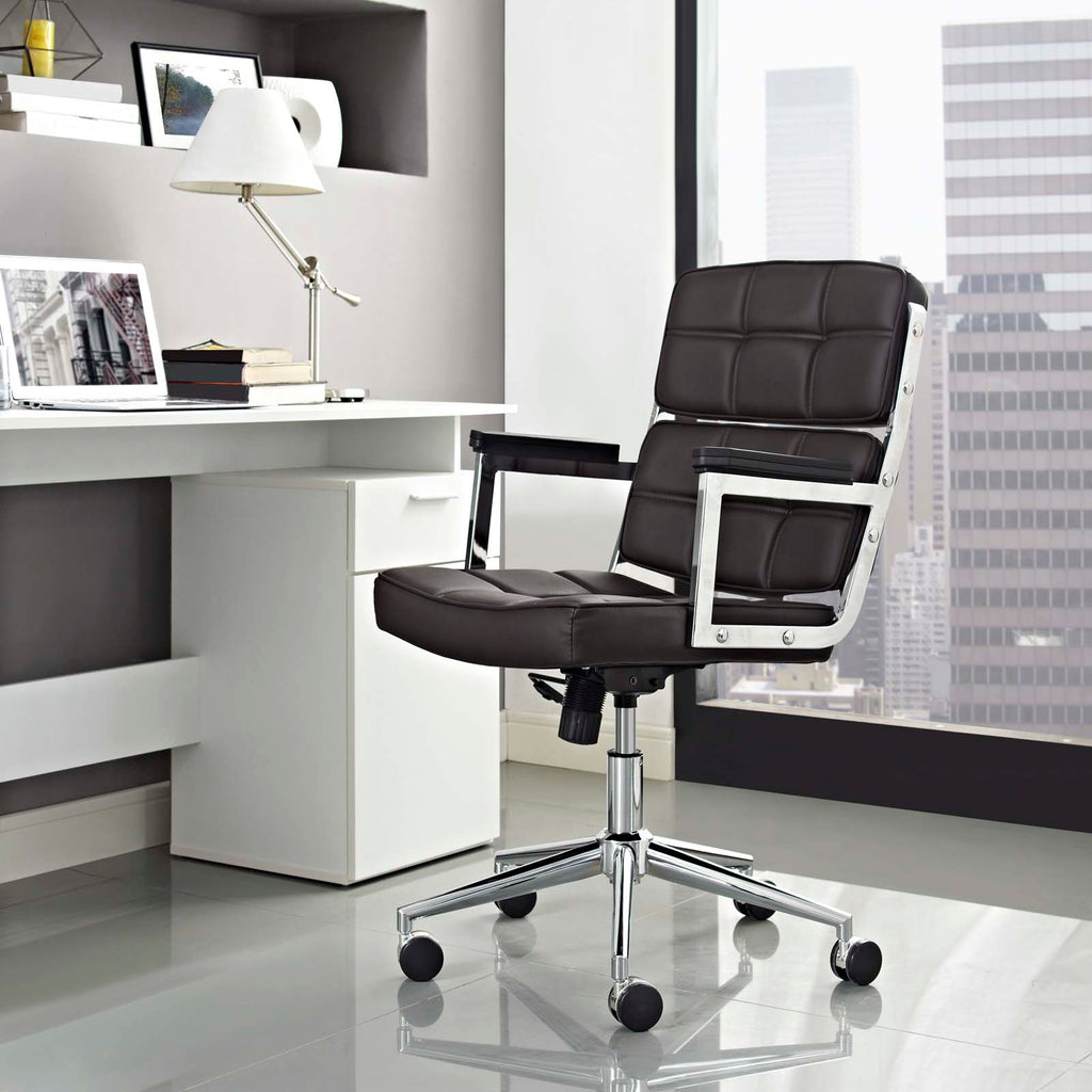 Portray Highback Upholstered Vinyl Office Chair in Brown