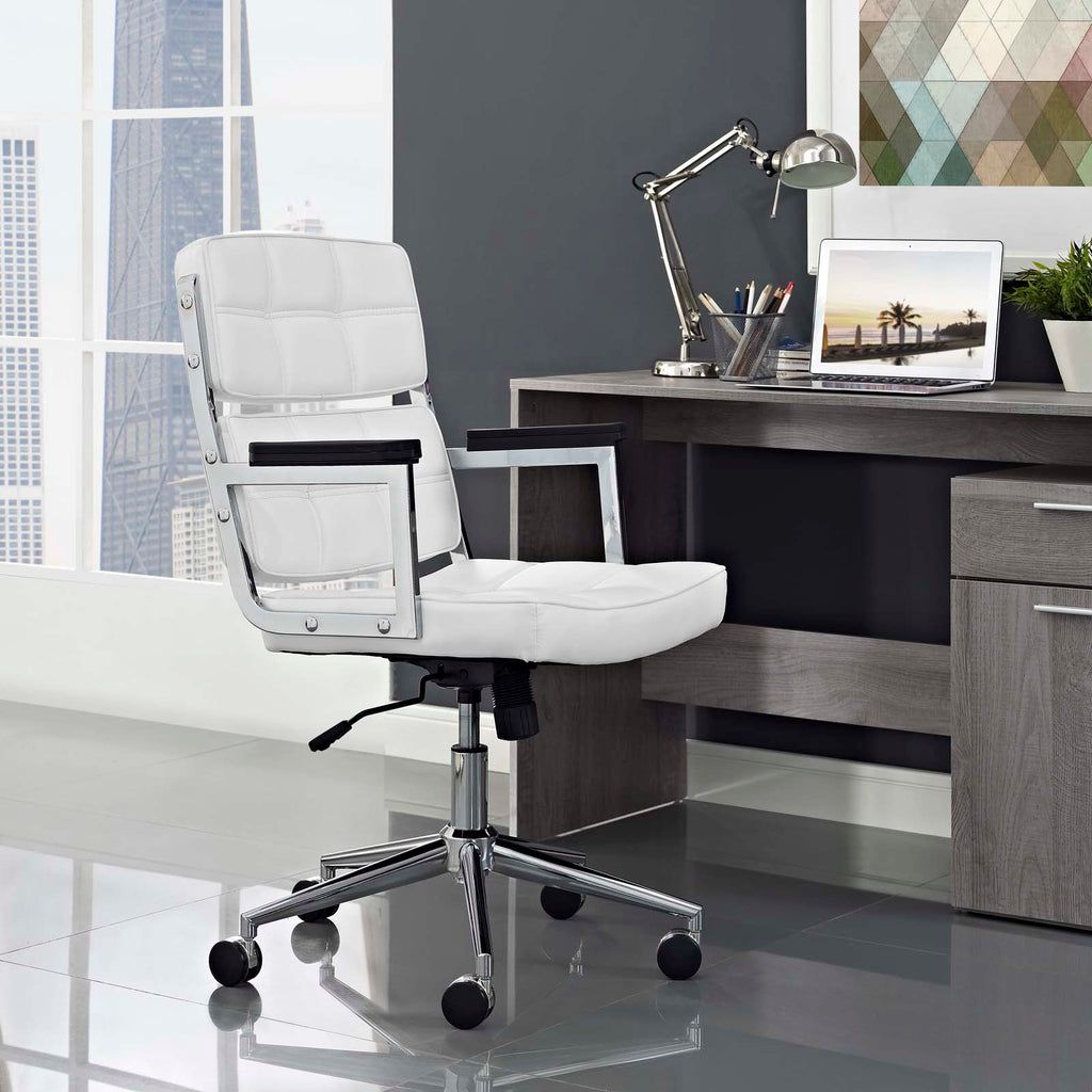 Portray Highback Upholstered Vinyl Office Chair in White