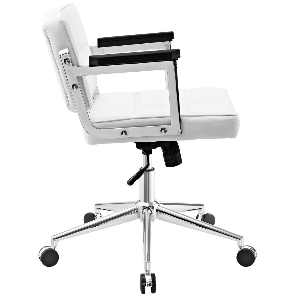 Portray Mid Back Upholstered Vinyl Office Chair in White