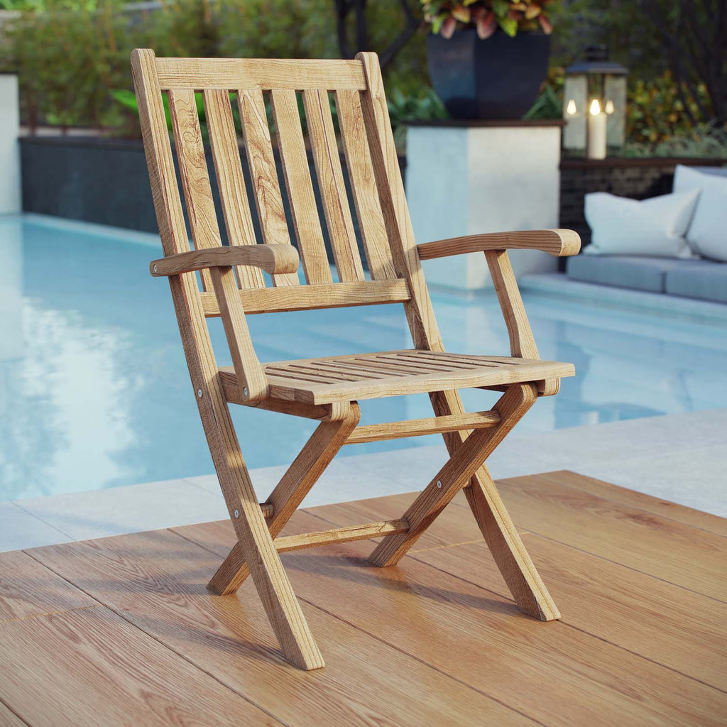 Marina Outdoor Patio Teak Folding Chair with Arms