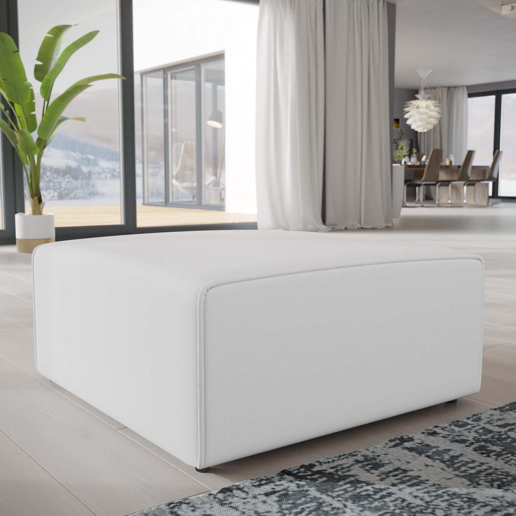 Mingle Fabric Ottoman in White