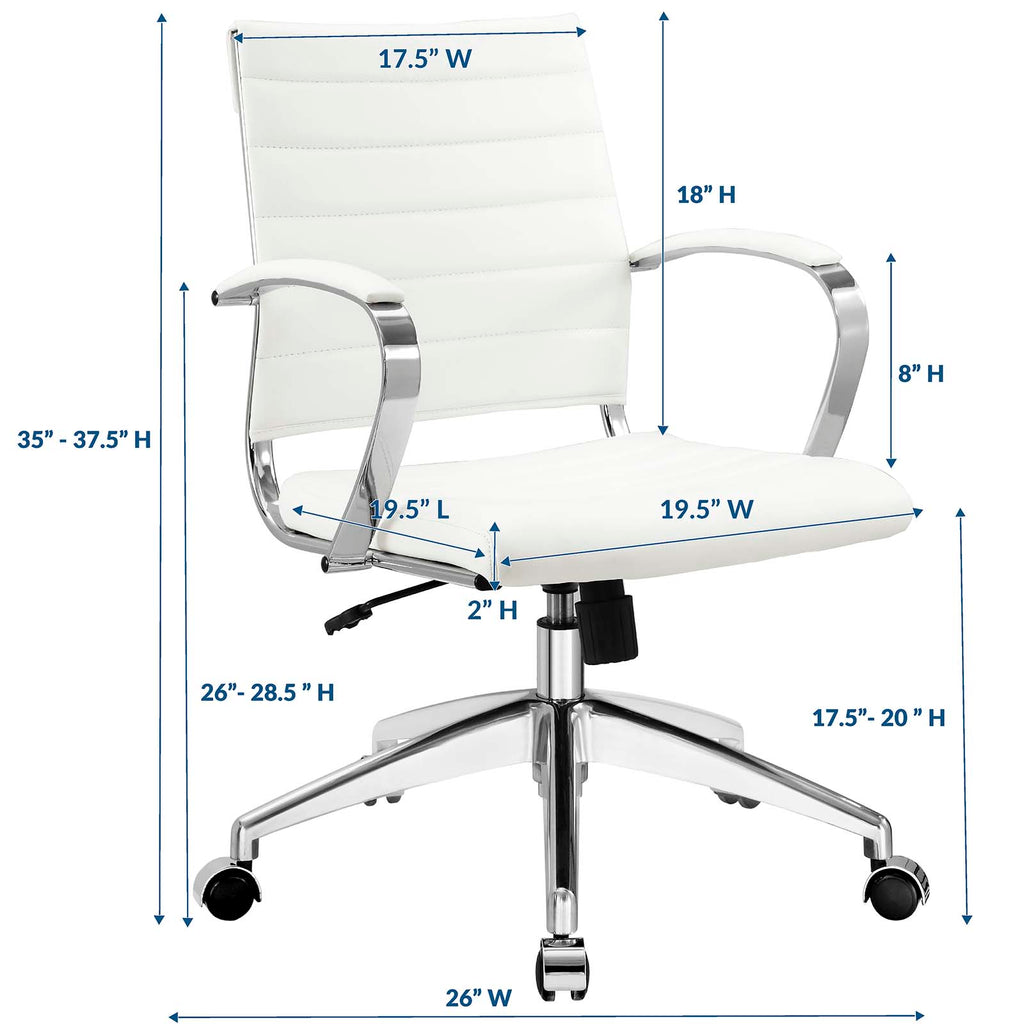 Jive Mid Back Office Chair in White-2