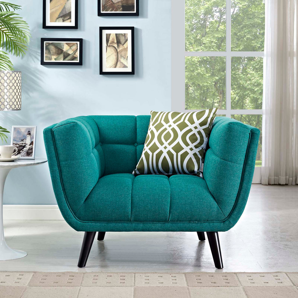 Bestow Upholstered Fabric Armchair in Teal