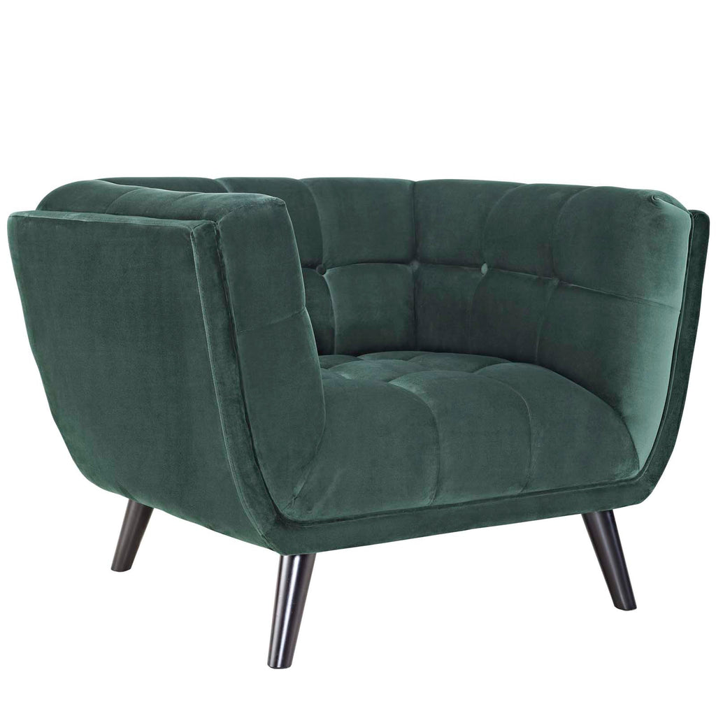 Bestow Performance Velvet Armchair in Green