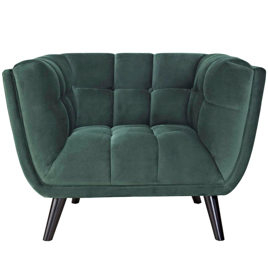 Bestow Performance Velvet Armchair in Green