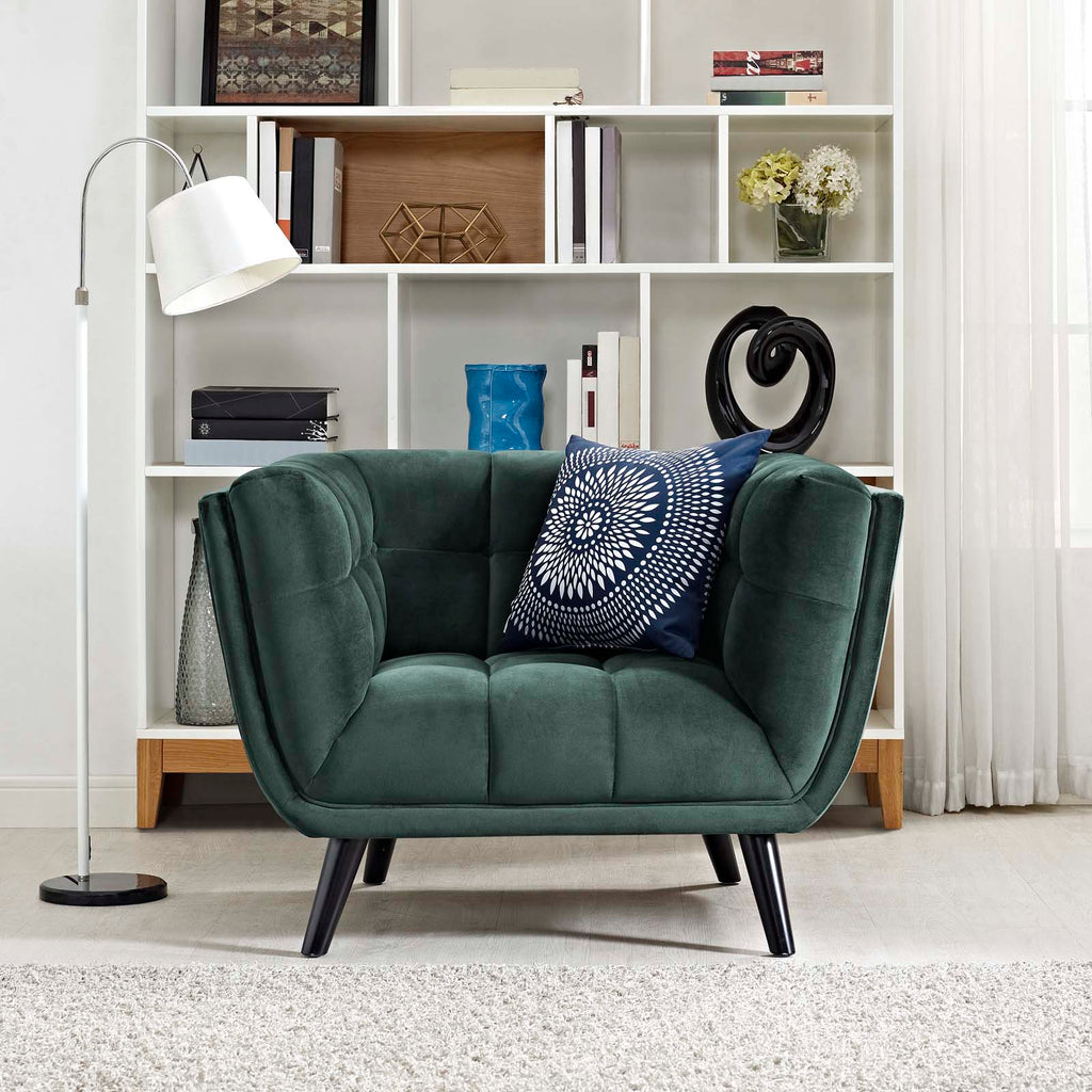 Bestow Performance Velvet Armchair in Green