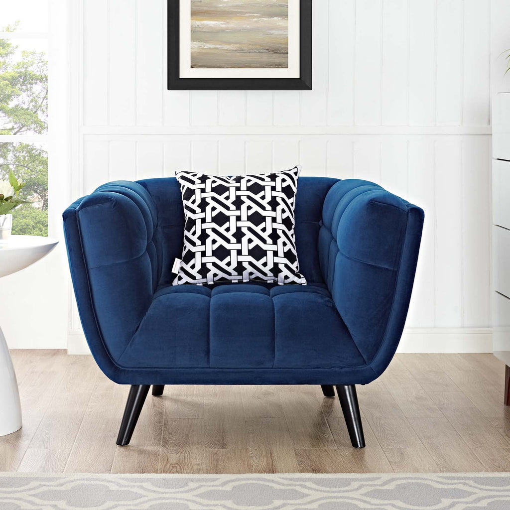 Bestow Performance Velvet Armchair in Navy