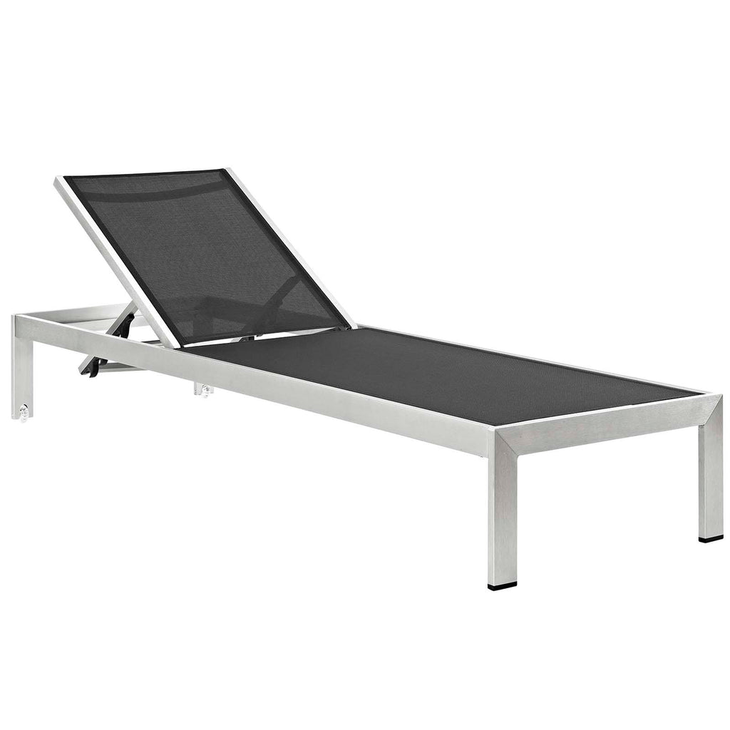 Shore 3 Piece Outdoor Patio Aluminum Chaise with Cushions in Silver Gray
