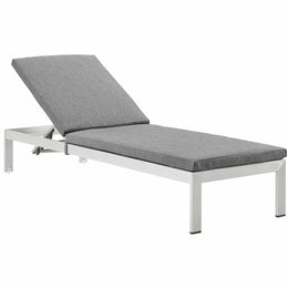 Shore Chaise with Cushions Outdoor Patio Aluminum Set of 2 in Silver Gray