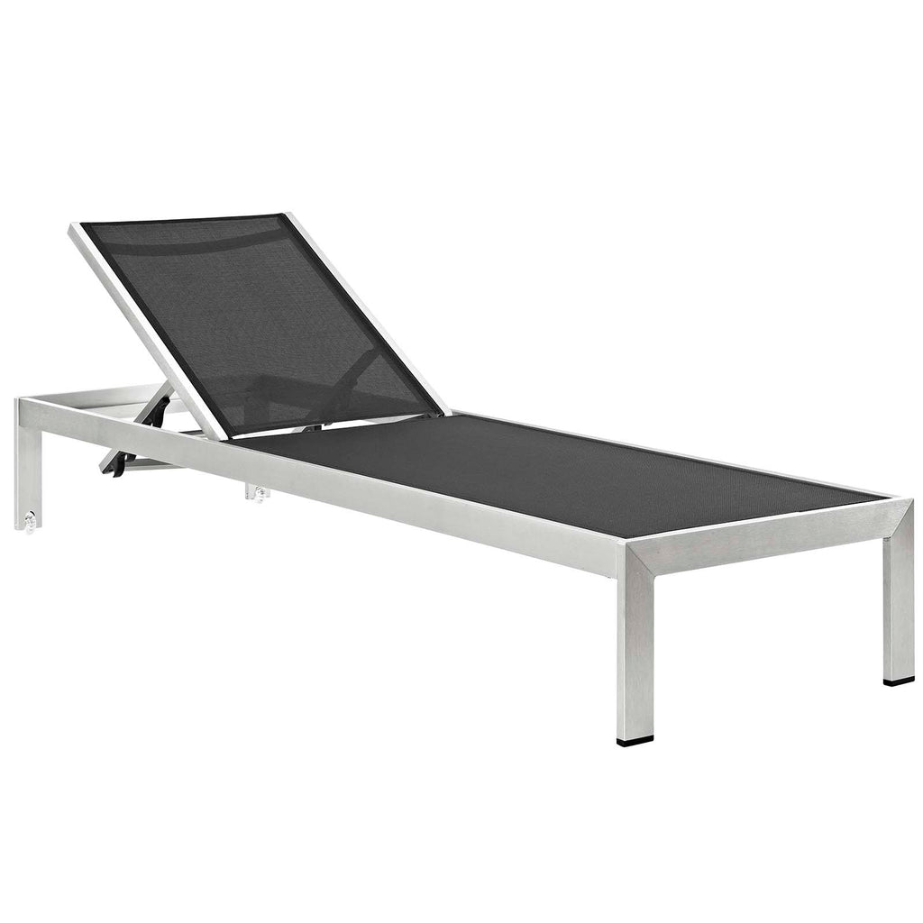 Shore Chaise with Cushions Outdoor Patio Aluminum Set of 4 in Silver Gray