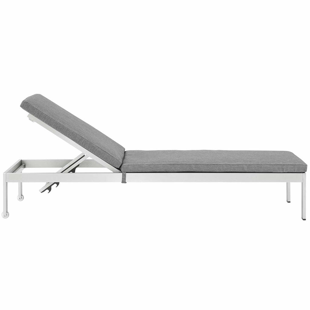 Shore Chaise with Cushions Outdoor Patio Aluminum Set of 4 in Silver Gray