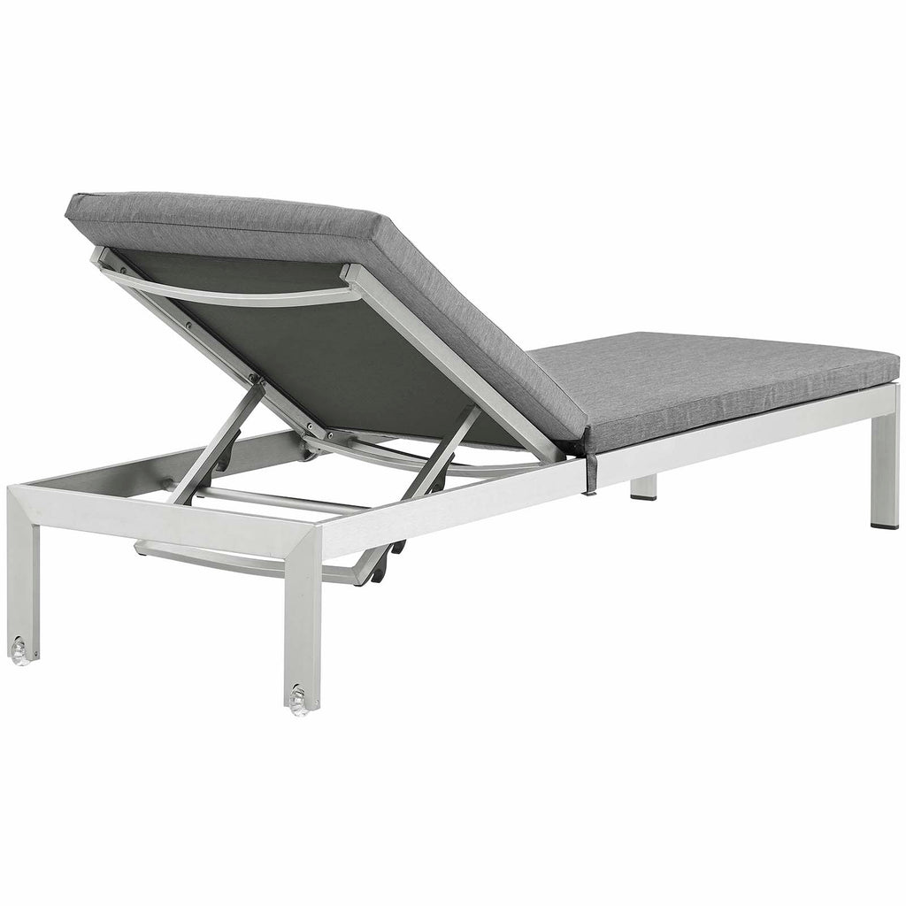 Shore Chaise with Cushions Outdoor Patio Aluminum Set of 4 in Silver Gray