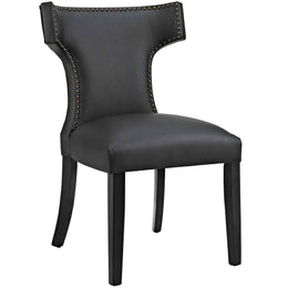 Curve Dining Side Chair Vinyl Set of 2 in Black