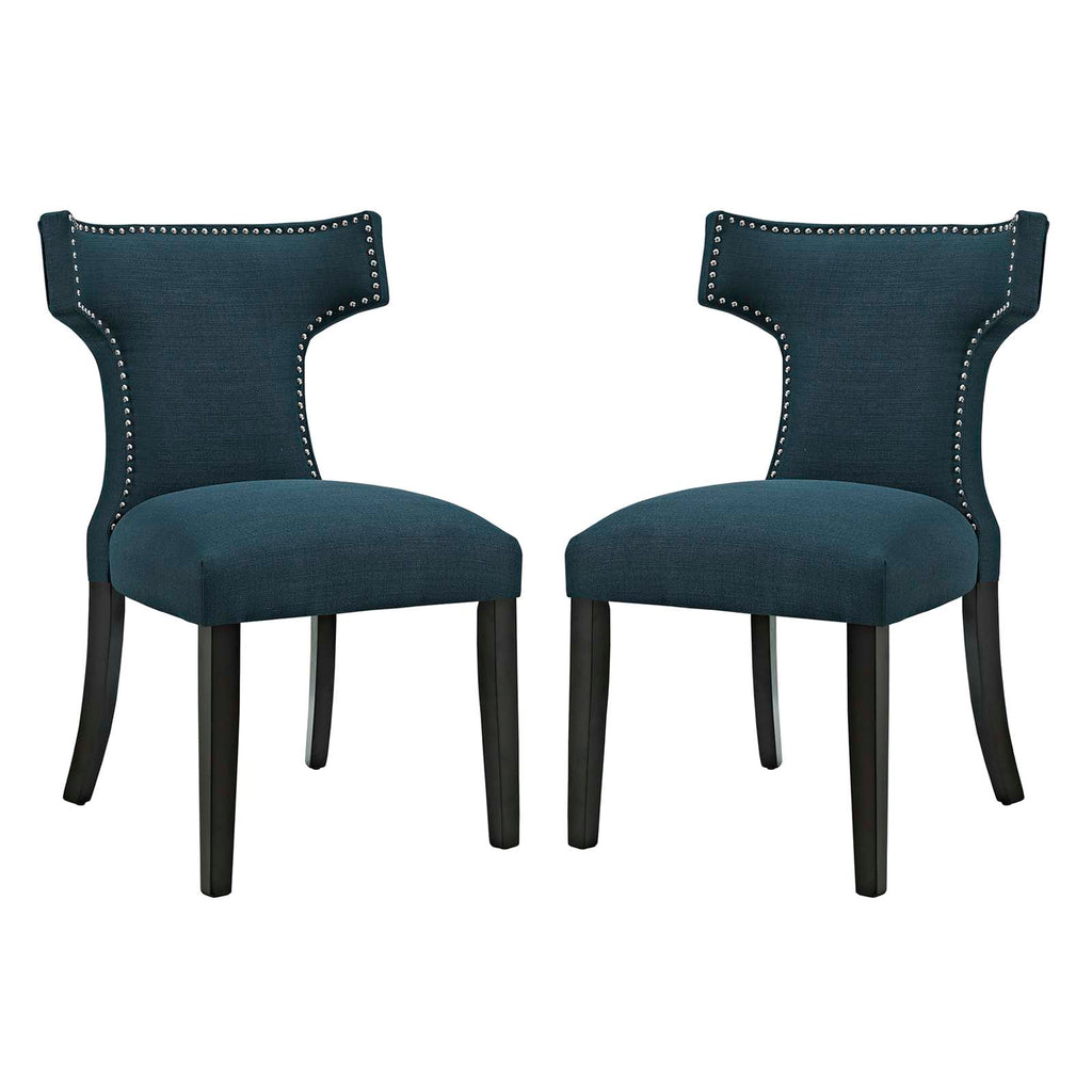 Curve Dining Side Chair Fabric Set of 2 in Azure