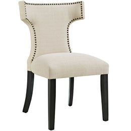 Curve Dining Side Chair Fabric Set of 2 in Beige