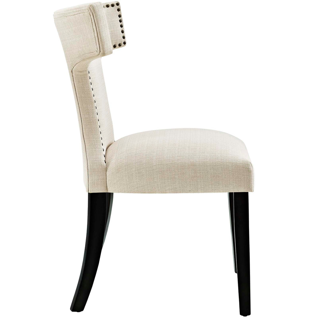 Curve Dining Side Chair Fabric Set of 2 in Beige