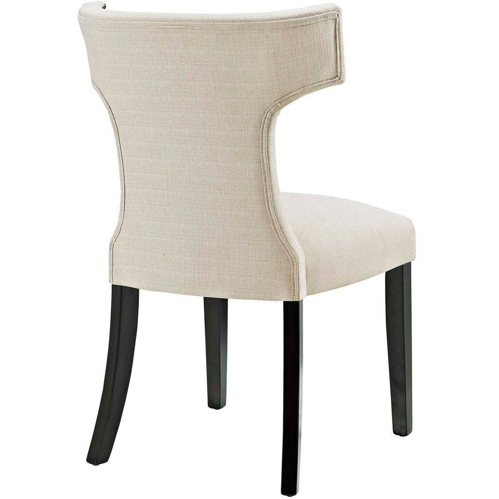 Curve Dining Side Chair Fabric Set of 2 in Beige