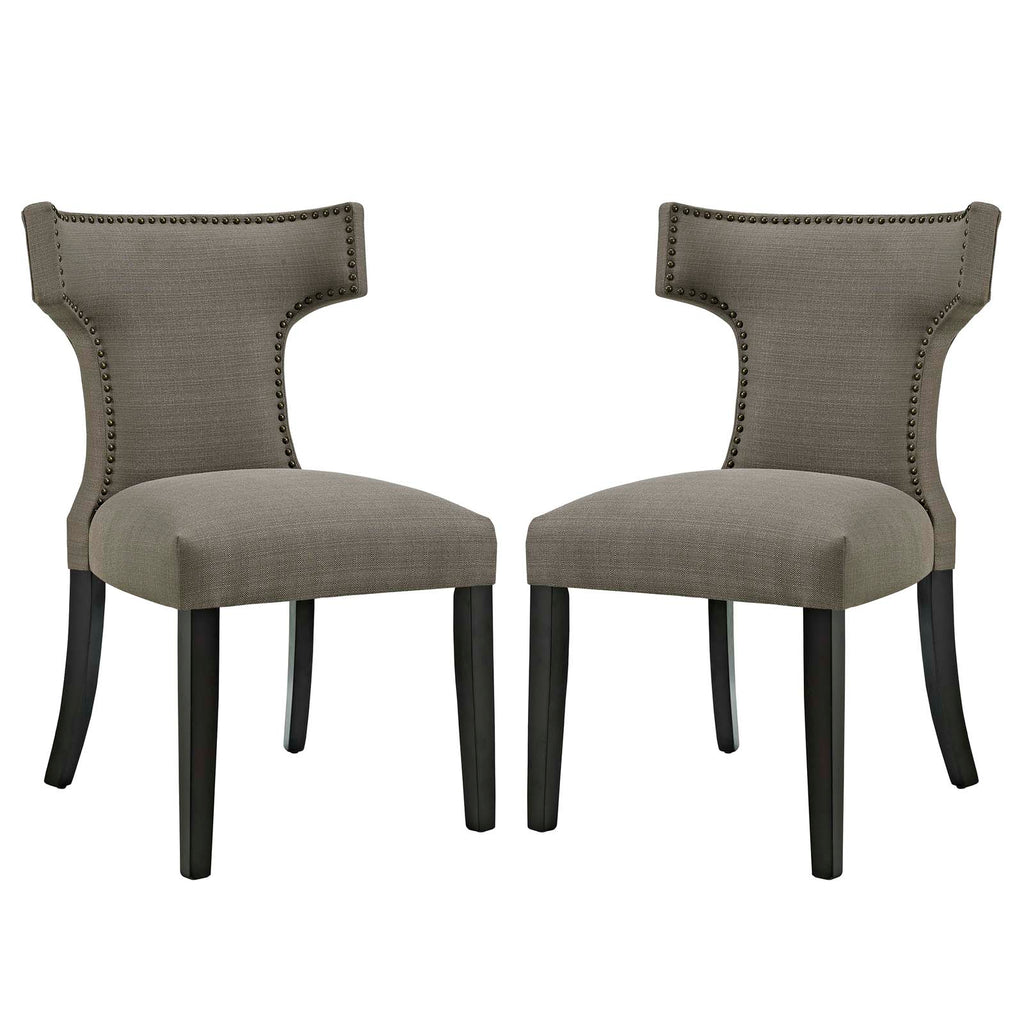 Curve Dining Side Chair Fabric Set of 2 in Granite