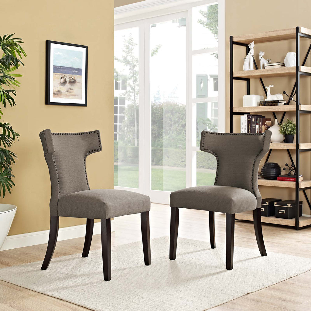 Curve Dining Side Chair Fabric Set of 2 in Granite