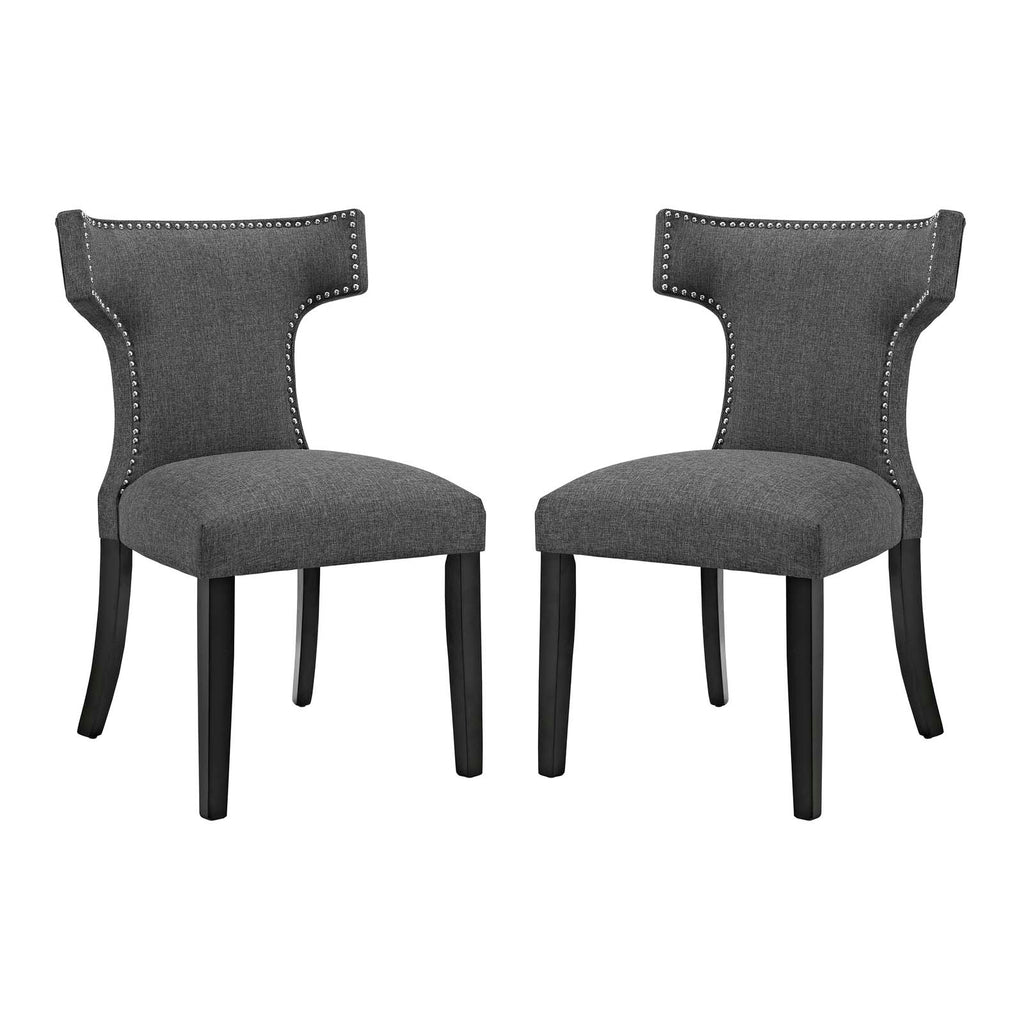 Curve Dining Side Chair Fabric Set of 2 in Gray