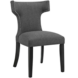 Curve Dining Side Chair Fabric Set of 2 in Gray