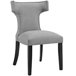 Curve Dining Side Chair Fabric Set of 2 in Light Gray