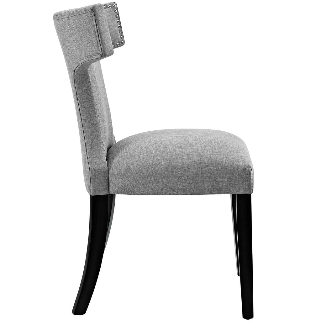 Curve Dining Side Chair Fabric Set of 2 in Light Gray