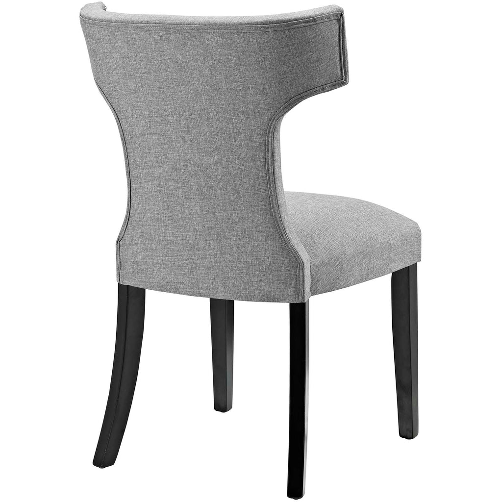 Curve Dining Side Chair Fabric Set of 2 in Light Gray