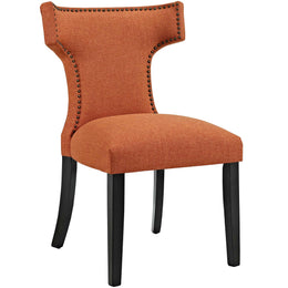 Curve Dining Side Chair Fabric Set of 2 in Orange