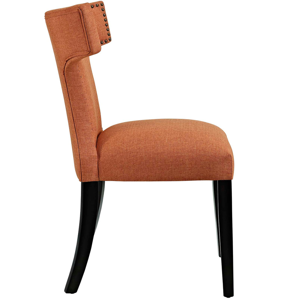 Curve Dining Side Chair Fabric Set of 2 in Orange