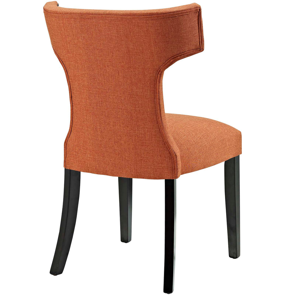 Curve Dining Side Chair Fabric Set of 2 in Orange