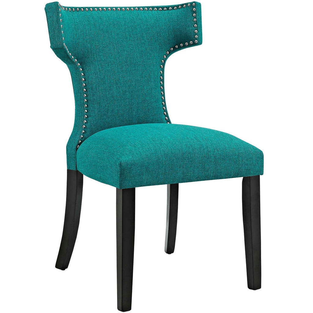 Curve Dining Side Chair Fabric Set of 2 in Teal